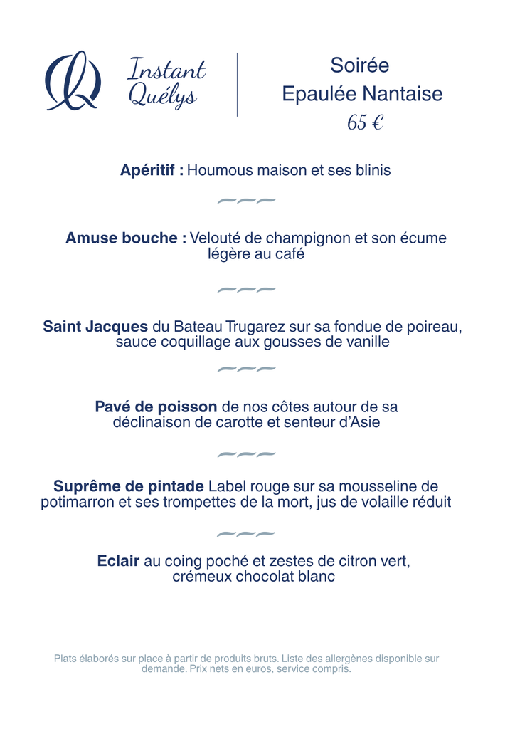 Menu Quélys Epaulée Nantaise